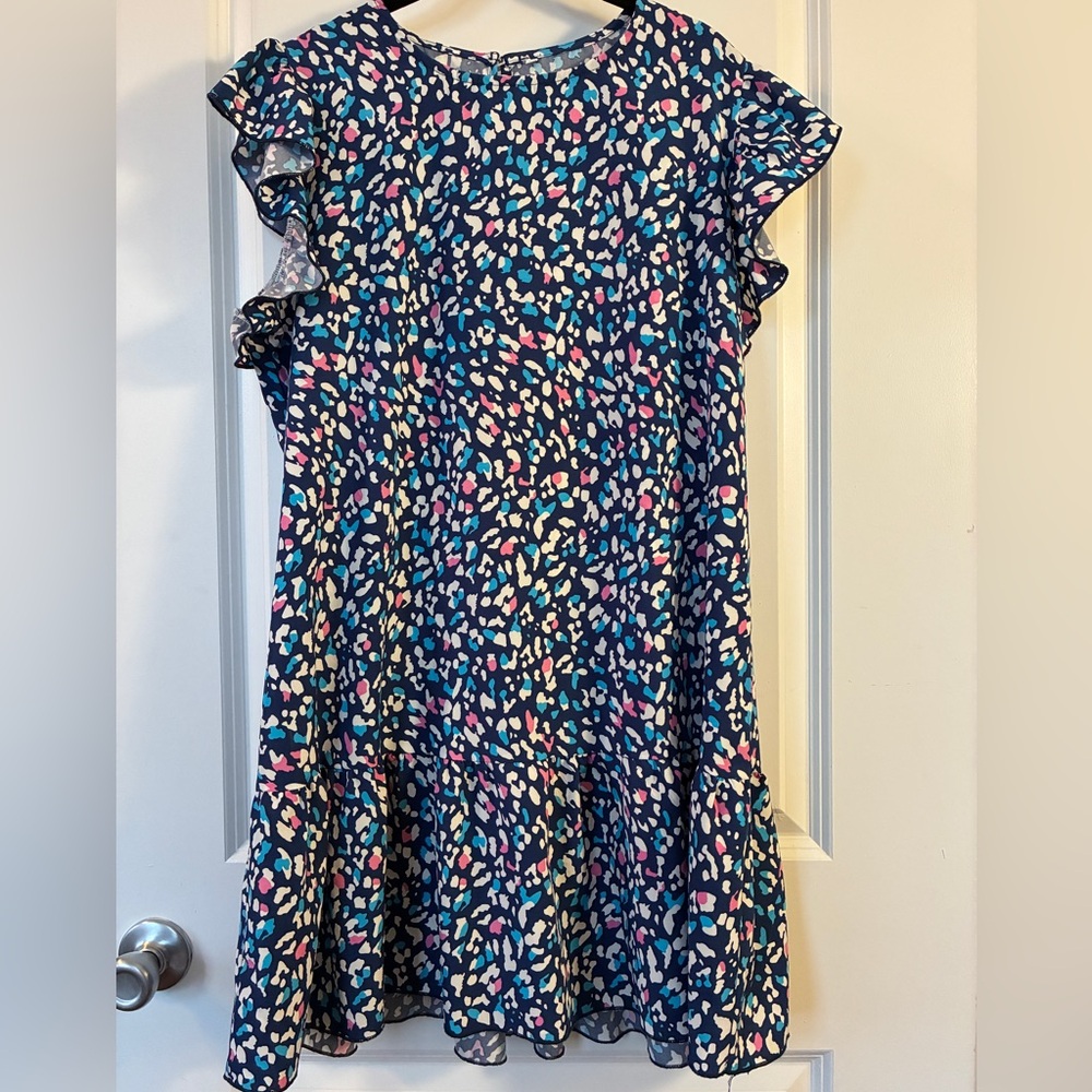 Vintage Leopard Dress in Blue & Pink